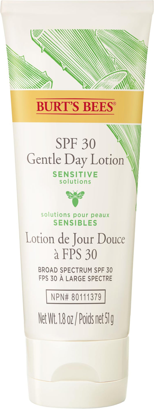 Burt's Bees Sensitive Solutions SPF 30 Gentle Hydrating Day Lotion with Aloe and Rice Milk Broad Spectrum SPF 30, Lightweight Mineral Sunscreen, 99.4% Natural Origin, 51 g, Stocking Stuffer, Christmas Gift