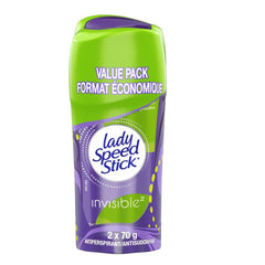Lady Speed Stick Invisible Solid Antiperspirant Deodorant, Powder Fresh, 2 x 70g Twin Pack – 24-Hour Odour & Wetness Protection, No White Marks, Fresh Powder Fragrance Natural Deodorant