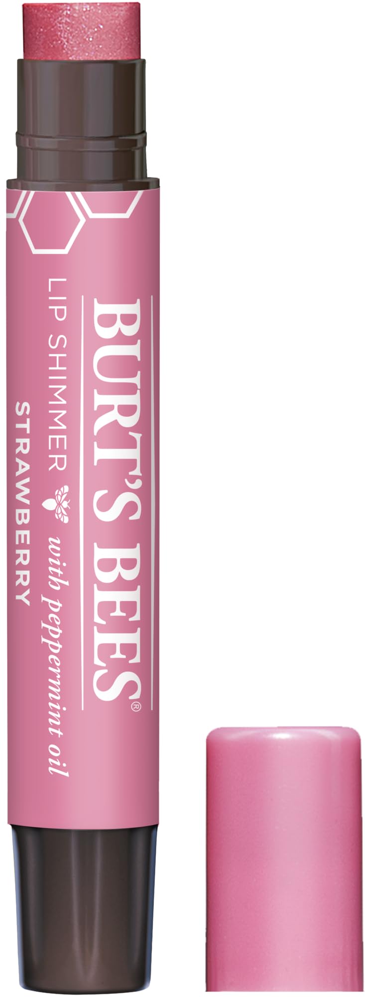 Burt's Bees Lip Shimmer, 100% Natural Origin Lip Gloss, Tinted Lip Colour | Get Soft and Hydrated Lips | Pack of 1 - Strawberry