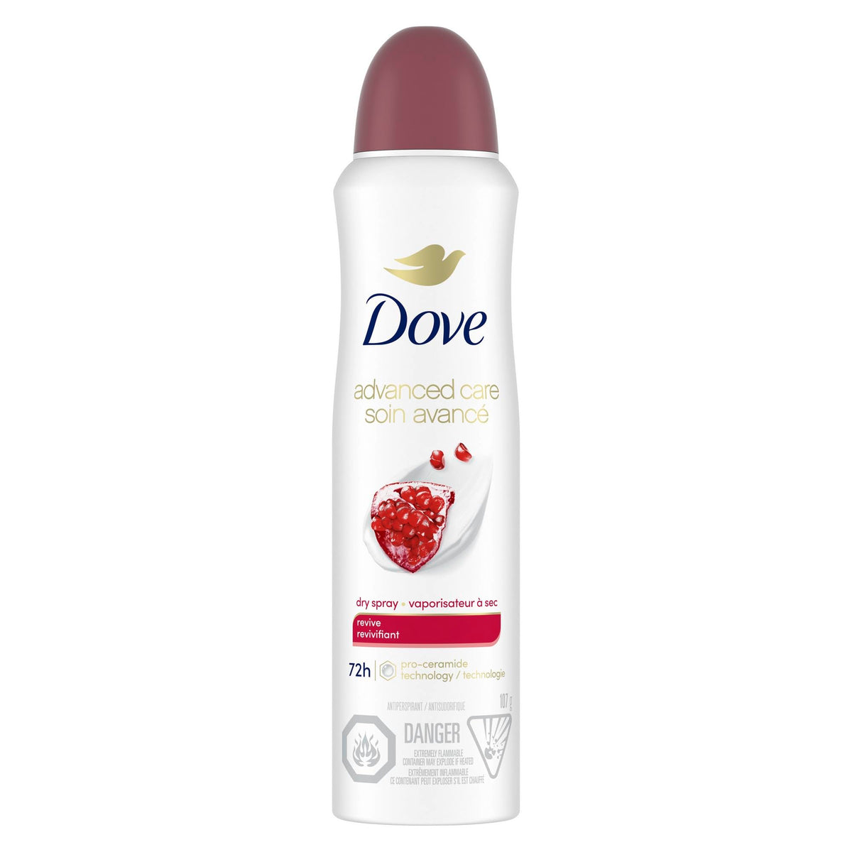 Dove Advanced Care Dry Spray Antiperspirant for Women, Revive for 48 Hour Protection And Soft And Comfortable Underarms, 107g