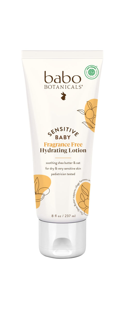 Babo Botanicals Sensitive Baby Fragrance Free Daily Hydra Lotion, 8 Ounce