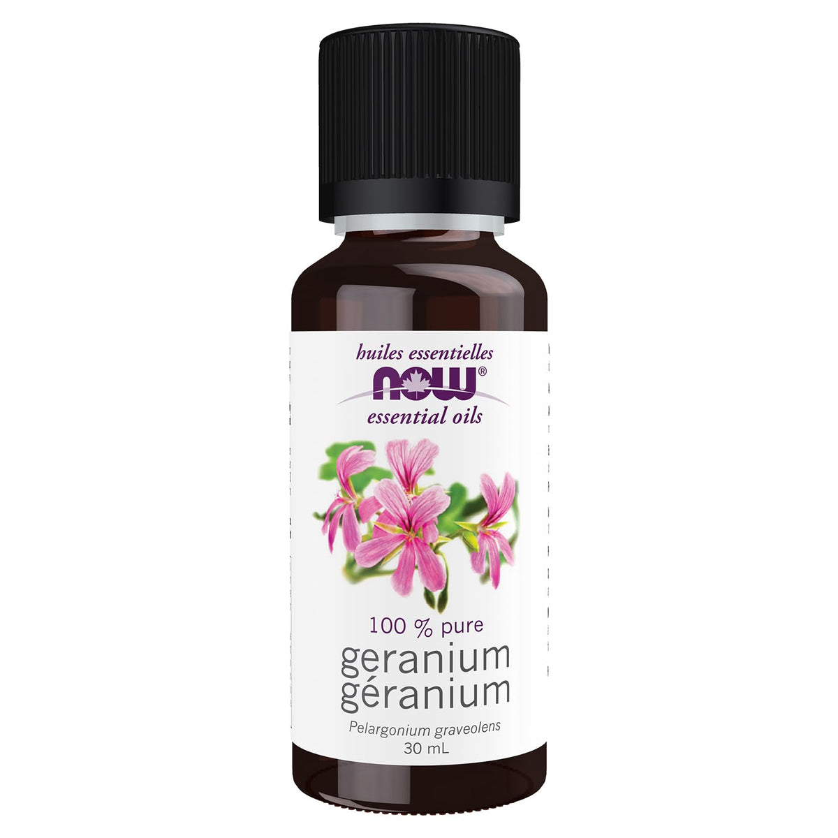 NOW Essential Oils, Geranium Oil, Soothing Aromatherapy Scent, Steam Distilled, 100% Pure, Vegan, Child Resistant Cap, 30ml