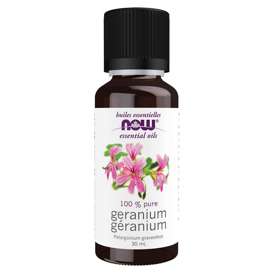NOW Essential Oils, Geranium Oil, Soothing Aromatherapy Scent, Steam Distilled, 100% Pure, Vegan, Child Resistant Cap, 30ml
