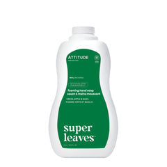 ATTITUDE Foaming Hand Soap, Made in Canada, EWG Verified, Plant and Mineral-Based Ingredients, Vegan and Cruelty-free Personal Case Products, Bulk Refill, Green Apple and Basil, 1.04 Liters