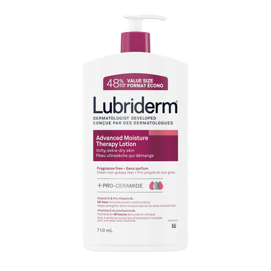 Lubriderm Advanced Moisture Therapy Moisturizing Cream - Vitamin E, Vitamin B5, Fragrance Free Body Lotion, 710 mL
