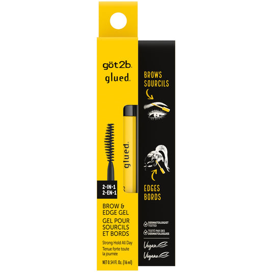 Got2b Glued 2in1 Brows & Edges Gel, 16ml, All-Day Hold, Dermatologist Tested, Vegan Formula, For Eyebrows and Edges, Pack of 1