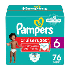Pampers Cruisers 360° Fit Pull on diapers, size 6, 76 count, Disposable Diapers with Stretchy Waistband