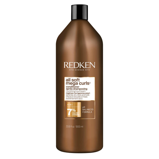 Redken Conditioner, All Soft Mega Curls Conditioner, For Extremely Dry Hair, For Curly & Coily Hair, Nourishes & Softens Severely Dry Hair, With Aloe Vera, 1000 ML