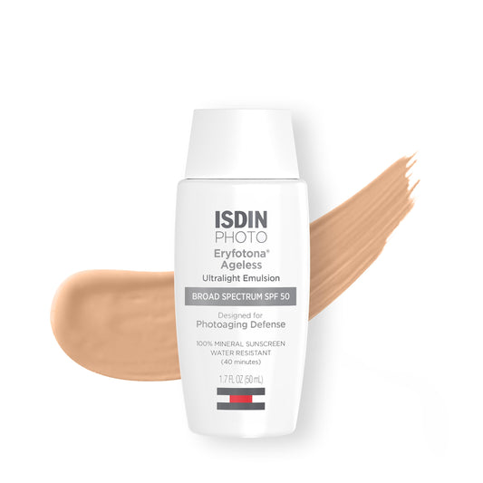 ISDIN Eryfotona Ageless SPF 50, Tinted Mineral Sunscreen for Face with Zinc Oxide, Anti-Aging Sunscreen, No White Cast, Dermatologist Recommended, 1.7 Fl Oz