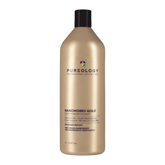 Pureology Nanoworks Gold Conditioner, Hydrating Conditioner, For Dry Hair That Needs to be Restored and Strengthened, For All Hair Types, Curls, Waves. Shampoo and Conditioner Set, Vegan, Sulfate-Free