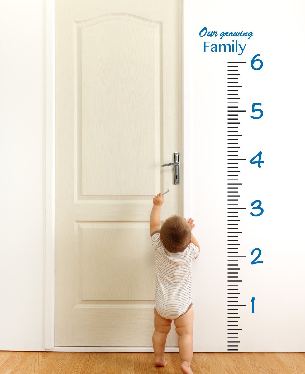 Giant Vinyl Growth Chart Kit | Kids DIY Height Wall Ruler Large Measuring Tape Sticker Number Decal Sticker (Azure Blue, 73x23 inches)