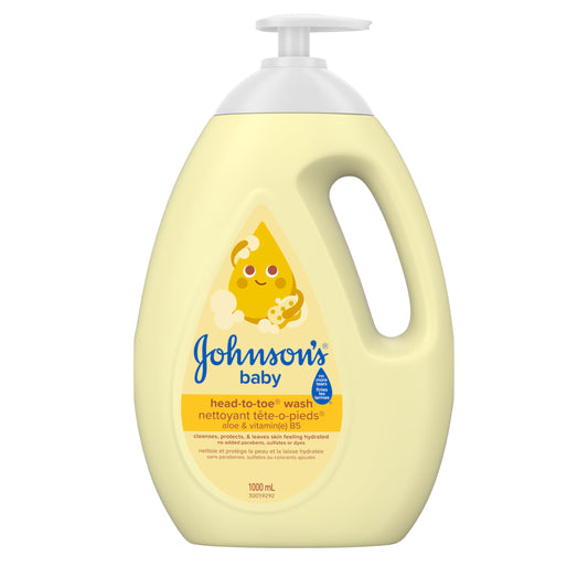 Johnson's Baby Head-to-Toe Tear Free Wash with Aloe Vera and Vitamin B5, Suitable for Newborns and Delicate Skin, Hypoallergenic and pH Balanced, 1000ml