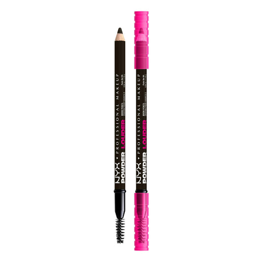 NYX Professional Makeup Powder Louder, Brow Pencil, 12HR Wear, Buildable Thickening Micro-Fibers, Soft Matte Pigments, Natural Brow Look, Vegan Formula, Shade: Black