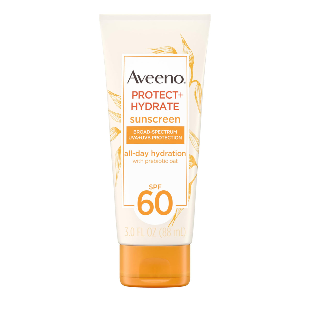 Aveeno Protect + Hydrate Moisturizing Body Sunscreen Lotion with Broad Spectrum SPF 60 & Prebiotic Oat, Weightless & Refreshing Feel, Paraben-Free, Oil-Free, Oxybenzone-Free, 3.0 fl. oz