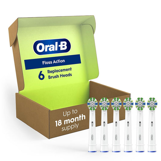 Oral-B FlossAction Electric Toothbrush Replacement Brush Heads, White, 6 Count
