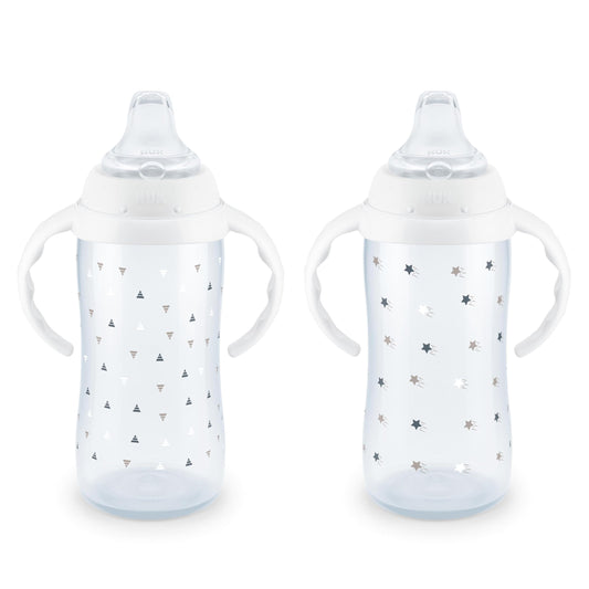NUK Large Learner Cup, 10 oz (300 mL), 8+ Months, Stars and Triangles, 2 Pack
