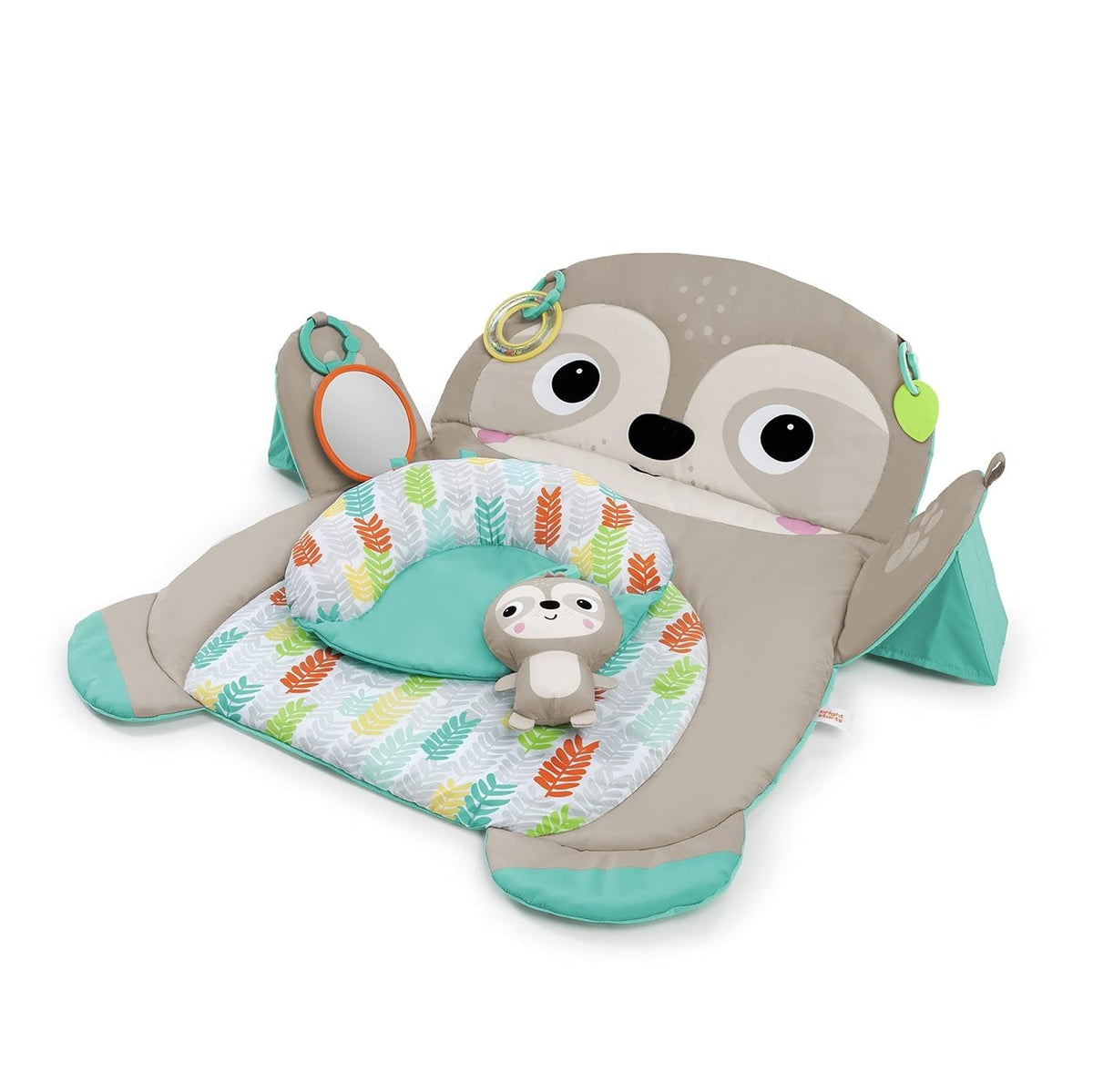 Bright Starts Tummy Time Prop & Play Baby Activity Mat with Support Pillow & Taggies - Sloth 36 x 32.5 in., Age Newborn+