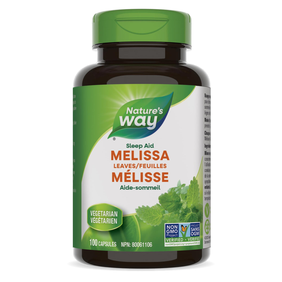 Nature's Way Melissa Lemon Balm 500mg Capsules – Calming & Digestive Support – Used in Herbal Medicine to Alleviate Bloating, Flatulence, Restlessness, Promote Sleep – 100 Vegetarian Capsules