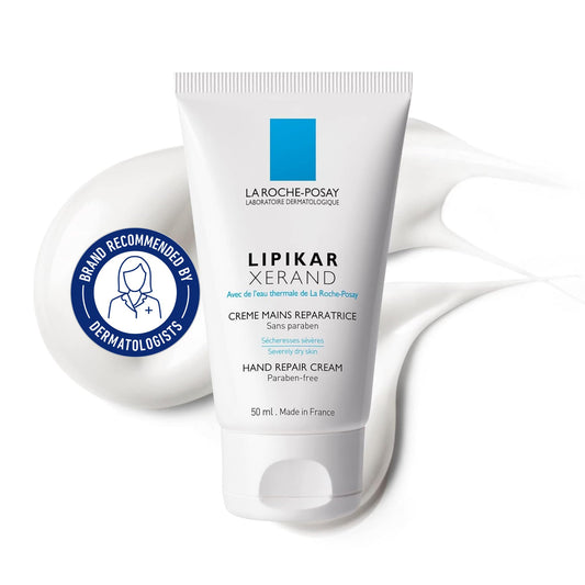 La Roche-Posay HAND CREAM, Lipikar Xerand Hand Repair Cream for Very Dry Skin, Eczema-Prone Skin & Dry Cracked Hands with Glycerin, Allantoin, Non Greasy, Water Resistant, Paraben-Free 50mL