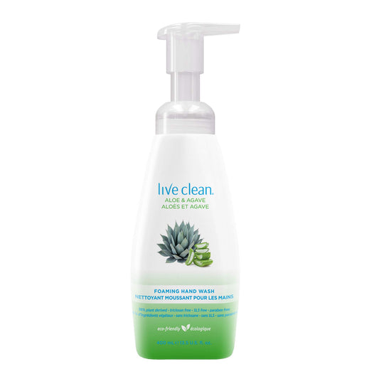 Live Clean Foaming Hand Wash, Aloe & Agave, 400 mL