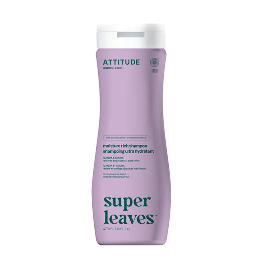 ATTITUDE Moisture Rich Hair Shampoo, Made in Canada, EWG Verified, For Dry and Damaged Hair, Naturally Derived Ingredients, Vegan and Plant Based, Quinoa and Jojoba, 473 mL