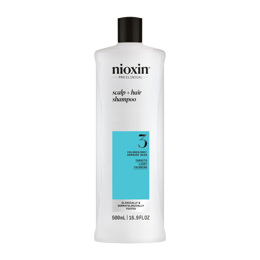 Nioxin System 3 Scalp + Hair Thickening Shampoo | For Colored, Dry, & Damaged Hair with Light Thinning | Maintain Vibrant Color | Strengthen & Nourish with Niacinamide & Biotin | 16.9 Fl Oz