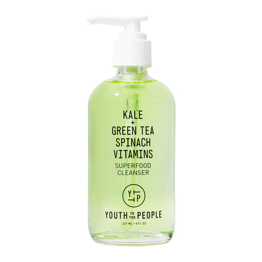 Youth To The People Superfood Facial Cleanser Full Size - Kale + Green Tea Daily Face Wash, Gentle Makeup Remover, with Soothing Antioxidants for Glowing Skin, pH Balance, Clean Pores – 8 fl oz
