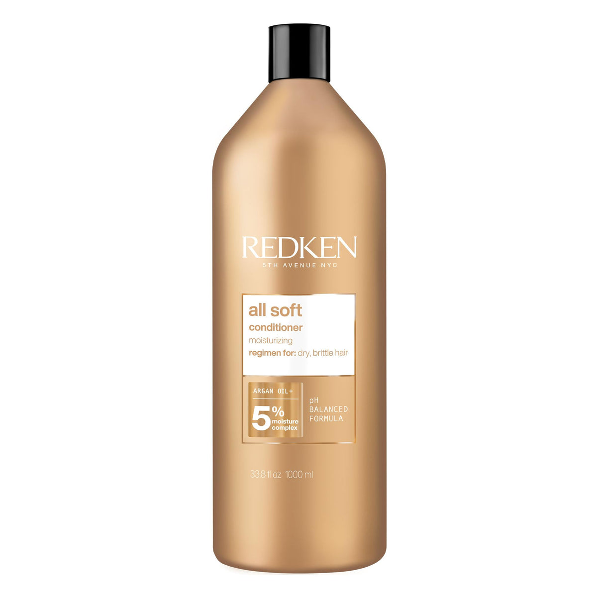 REDKEN Conditioner for Dry, Brittle Hair, Moisturizes and Provides Intense Softness and Shine, With Argan Oil, All Soft, 1000 ml