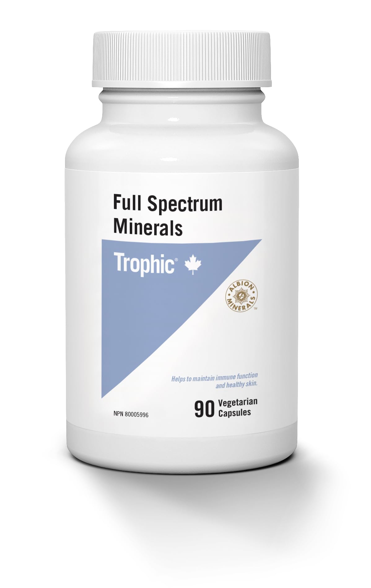 Trophic Full Spectrum Minerals - Chelazome, 90'sFor the maintenance and developments of healthy teeth and bones. Helps in the function of the Thyroid gland. Helps to form red blood cells.