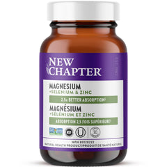 New Chapter Magnesium + Selenium & Zinc Tablets - Bone Health & Muscle Support Supplement - Supports Electrolyte Balance - Vegan, Gluten Free, Non-GMO & Kosher - 30 Tablets