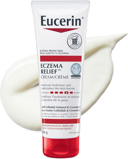 Eucerin Eczema Relief Body Cream for Eczema-Prone Skin, Face and Body, Babies and Children, Steroid-Free and Fragrance-Free, Ceramide, Colloidal Oatmeal, 226g