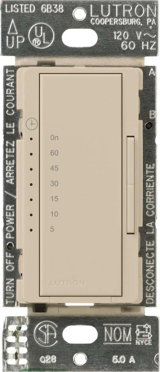 Lutron Maestro Countdown Timer Switch for Fans and Lights, 3A/150-Watt LED Bulbs, Single-Pole/Multi-Location, MA-T51MN-TP, Taupe