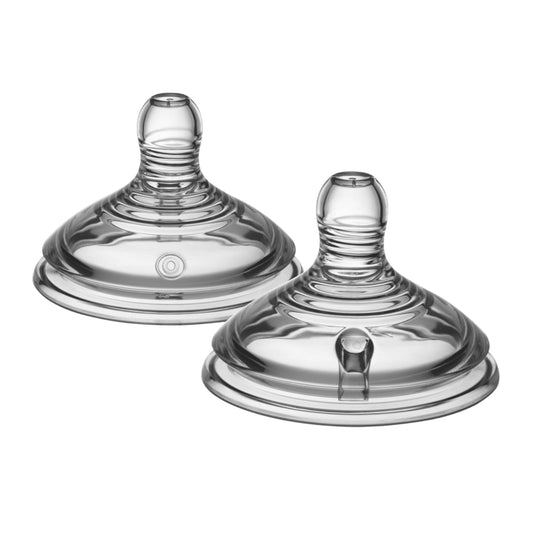 Tommee Tippee Natural Start Baby Bottle Nipples, Extra Slow Flow, 0m+, Pack of 2 Soft Silicone Breast-Like Bottle Nipples for a Natural Latch with Anti-Colic Valve