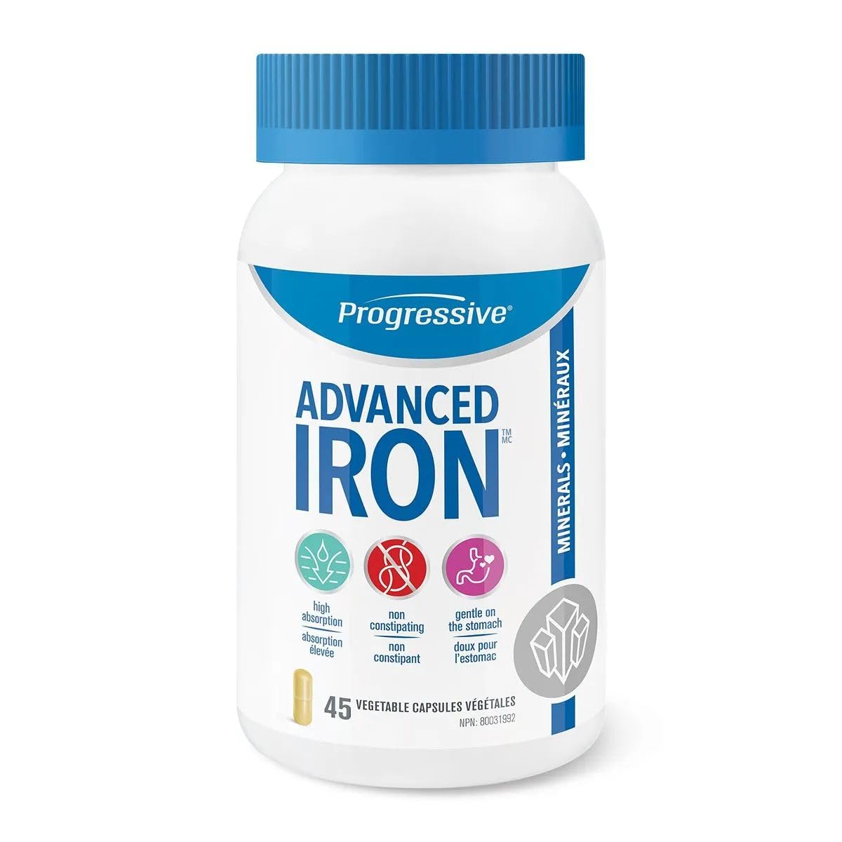 Progressive Advanced Iron 15 Mg, High Absorbtion, Gentle on The Stomach, 45 count