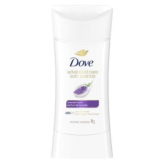 Dove Advanced Care Lavender Scent Antiperspirant Deodorant for Women with Pro-Ceramide Technology for Soft, Resilient Skin, 74g