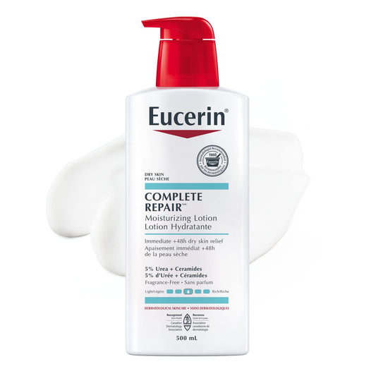 Eucerin Complete Repair Moisturizing Lotion with 5% Urea and Ceramides for Dry Skin, 500 mL
