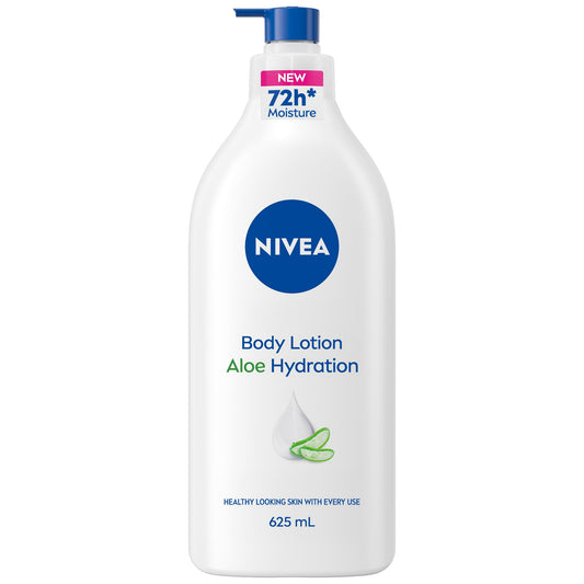 NIVEA Aloe Hydration 72-Hr Moisturizing Body Lotion for Normal to Dry Skin, Lightweight Body Moisturizer with Hyaluronic Acid and Aloe Vera, Refreshing Moisture, 625 mL Bottle
