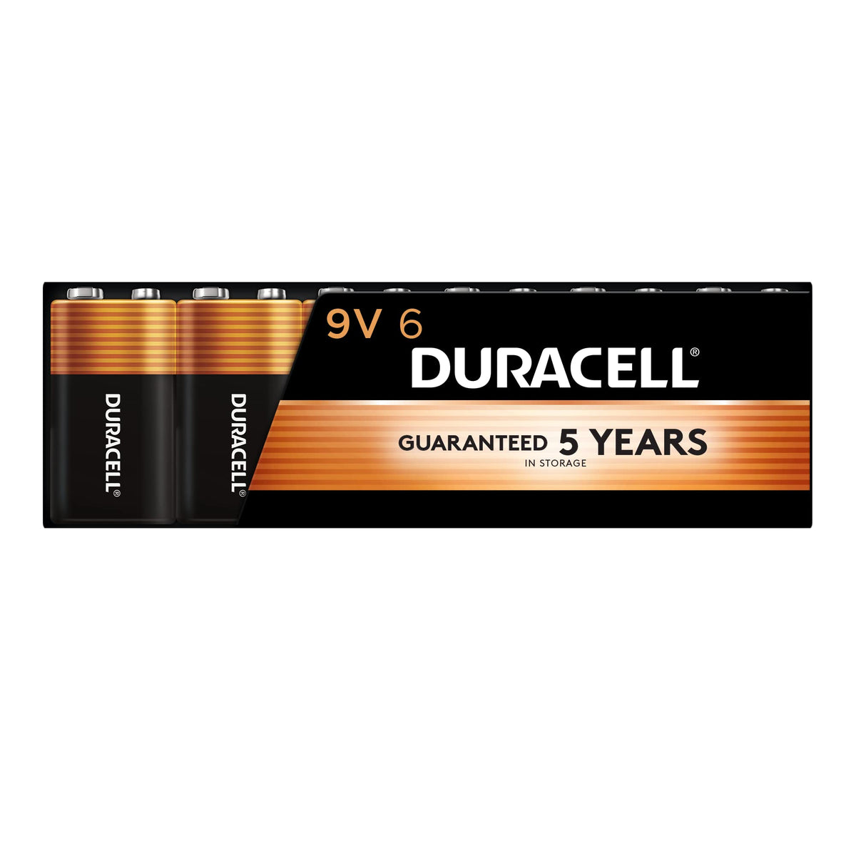 Duracell Coppertop 9V Battery, 6 Count (Pack of 1), Long-Lasting All-Purpose Alkaline 9V Batteries for Household and Office Devices