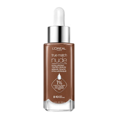 L’Oréal Paris True Match Nude Hyaluronic Tinted Serum, Tinted Face Serum Foundation with Hyaluronic Acid for Lightweight Coverage and Instant Hydration, Radiant Finish - Deep, 30 mL