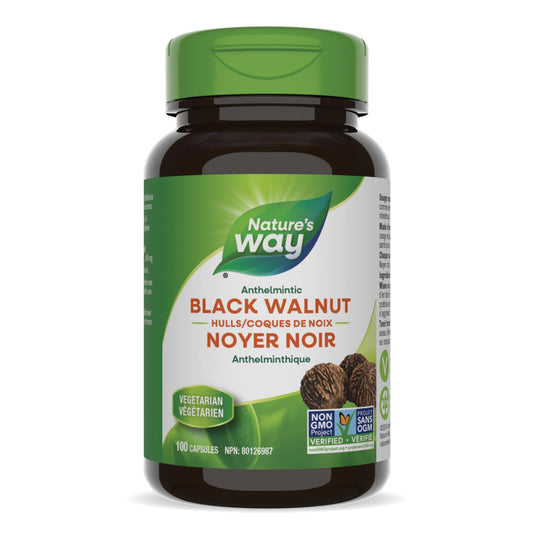 Nature's Way Black Walnut Hulls – Traditionally Used as Vermifuge/Anthelmintic – Helps Expel Intestinal Worms - Non-GMO Certified - 100 Vegetarian Capsules
