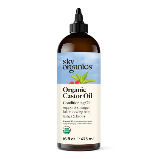 Sky Organics Castor Oil - USDA Certified Organic Hair Oil for Hair Growth, Skin, Face, Eyelashes - Cold Pressed & Hexane Free - Pure Organic Castor Oil Pack Wrap - Carrier & Hair Treatment Oil -16oz