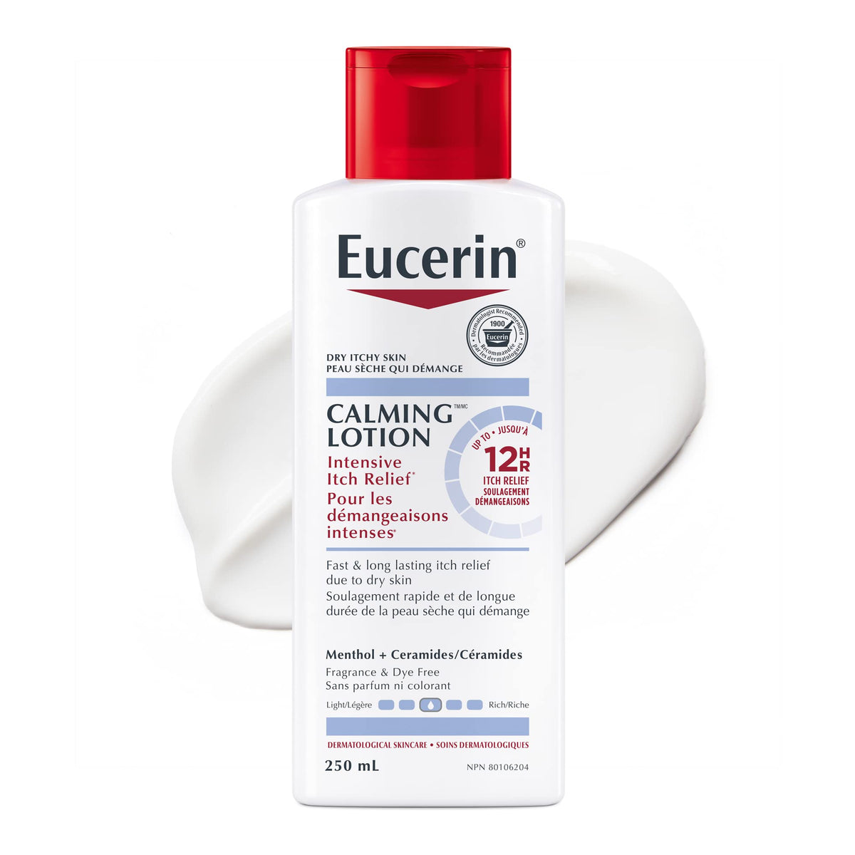 EUCERIN Calming Intensive Itch Relief Lotion for Itchy Dry Skin | Body Lotion, 250mL | Dry Skin Lotion | Ceramide Lotion | Fragrance-free Lotion | Non-Greasy Cream | Recommended Brand by Dermatologists