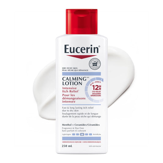 EUCERIN Calming Intensive Itch Relief Lotion for Itchy Dry Skin | Body Lotion, 250mL | Dry Skin Lotion | Ceramide Lotion | Fragrance-free Lotion | Non-Greasy Cream | Recommended Brand by Dermatologists
