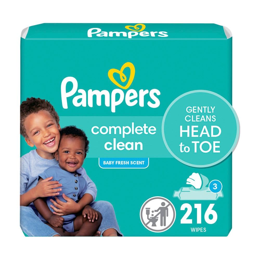 Pampers Complete Clean Baby Wipes - Fresh Scent 3X Pop-Top Packs, 3 Packs (Count of 216)