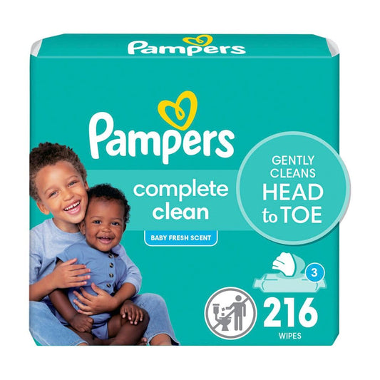 Pampers Complete Clean Baby Wipes - Fresh Scent 3X Pop-Top Packs, 3 Packs (Count of 216)