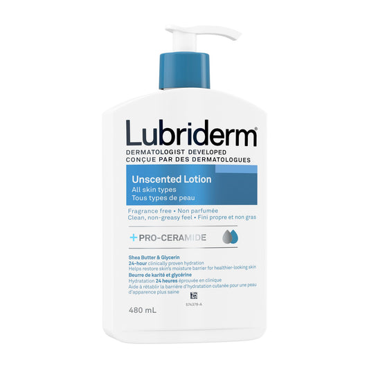 Lubriderm Unfragranced Moisturizing Hand and Body Lotion, 480ml