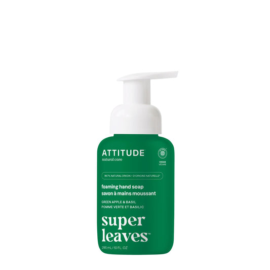 ATTITUDE Foaming Hand Soap, Made in Canada, EWG Verified, Plant and Mineral-Based Ingredients, Vegan and Cruelty-free Personal Care Products, Green Apple & Basil, 10 Fl Oz