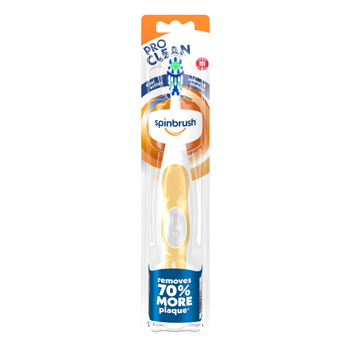 Spinbrush Pro Clean, Battery-Powered Electric Toothbrush, Adult, Soft Bristles, Duracell Batteries Included