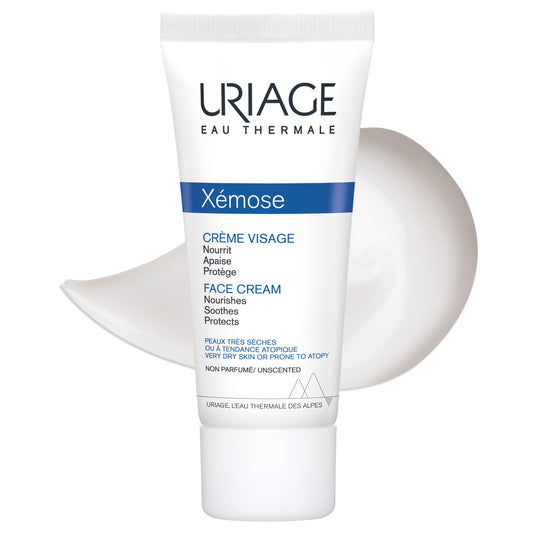 Uriage Xémose Face Cream - Daily Moisturizer For Dry, Sensitive Skin Prone to Atopic Eczema - Moisturizer For The Whole Family - Fragrance-Free - 40ml