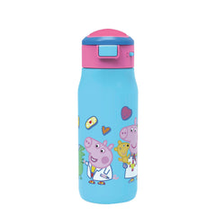 Zak Designs Peppa Pig Kids Water Bottle For School or Travel, 13.5oz Durable, Vacuum Insulated Stainless Steel with Handle and Leak-Proof, Pop-Up Spout Cover (Peppa)